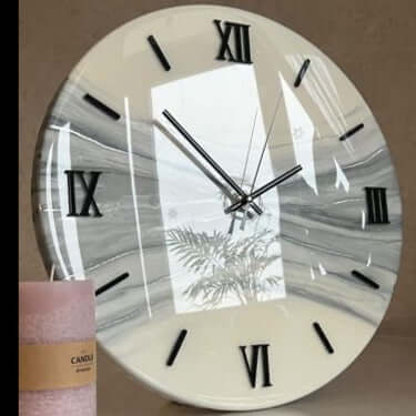 White and Grey Abstract Epoxy Resin Wall Clock For Home Decor