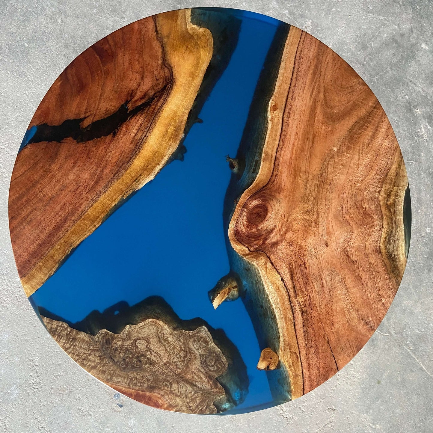 Blue and Wooden Epoxy Resin Coffee Table For Home Decor