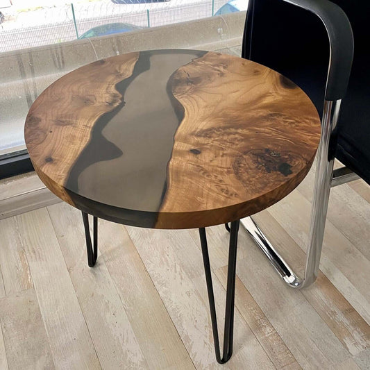 Black and Wooden Epoxy Resin Coffee Table For Home Decor