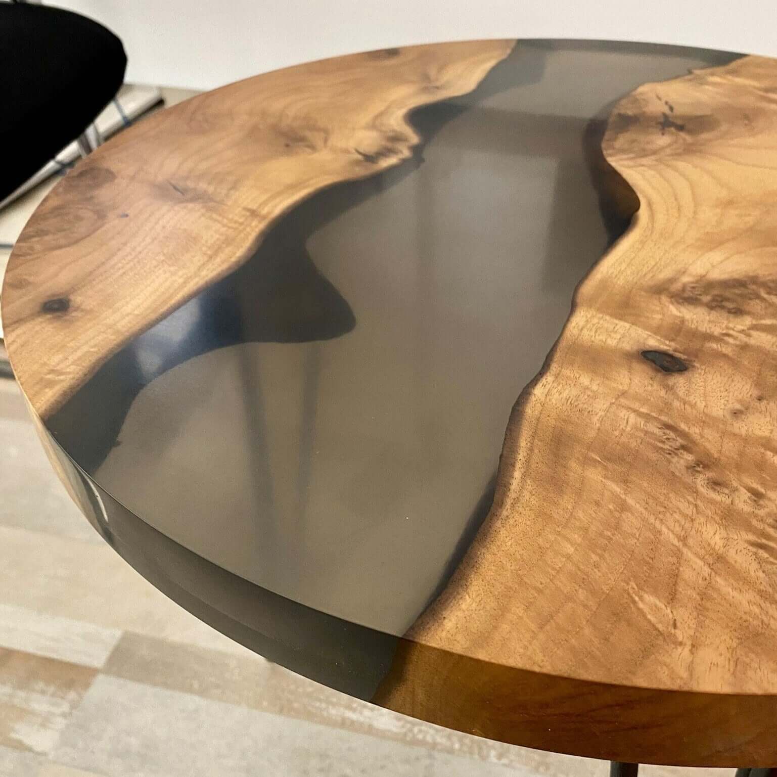 Black and Wooden Epoxy Resin Coffee Table For Home Decor