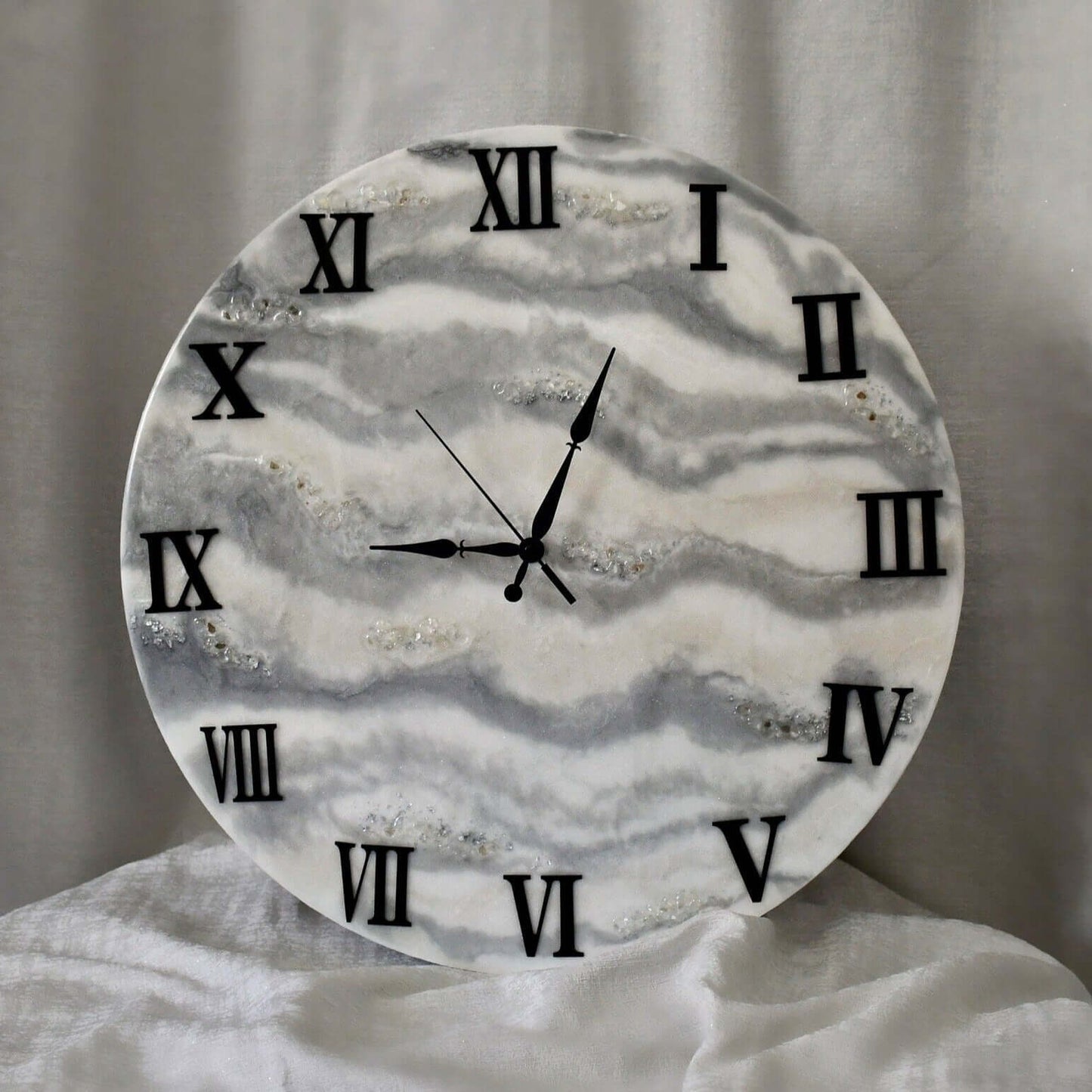 Grey Abstract Epoxy Resin Wall Clock For Home Decor