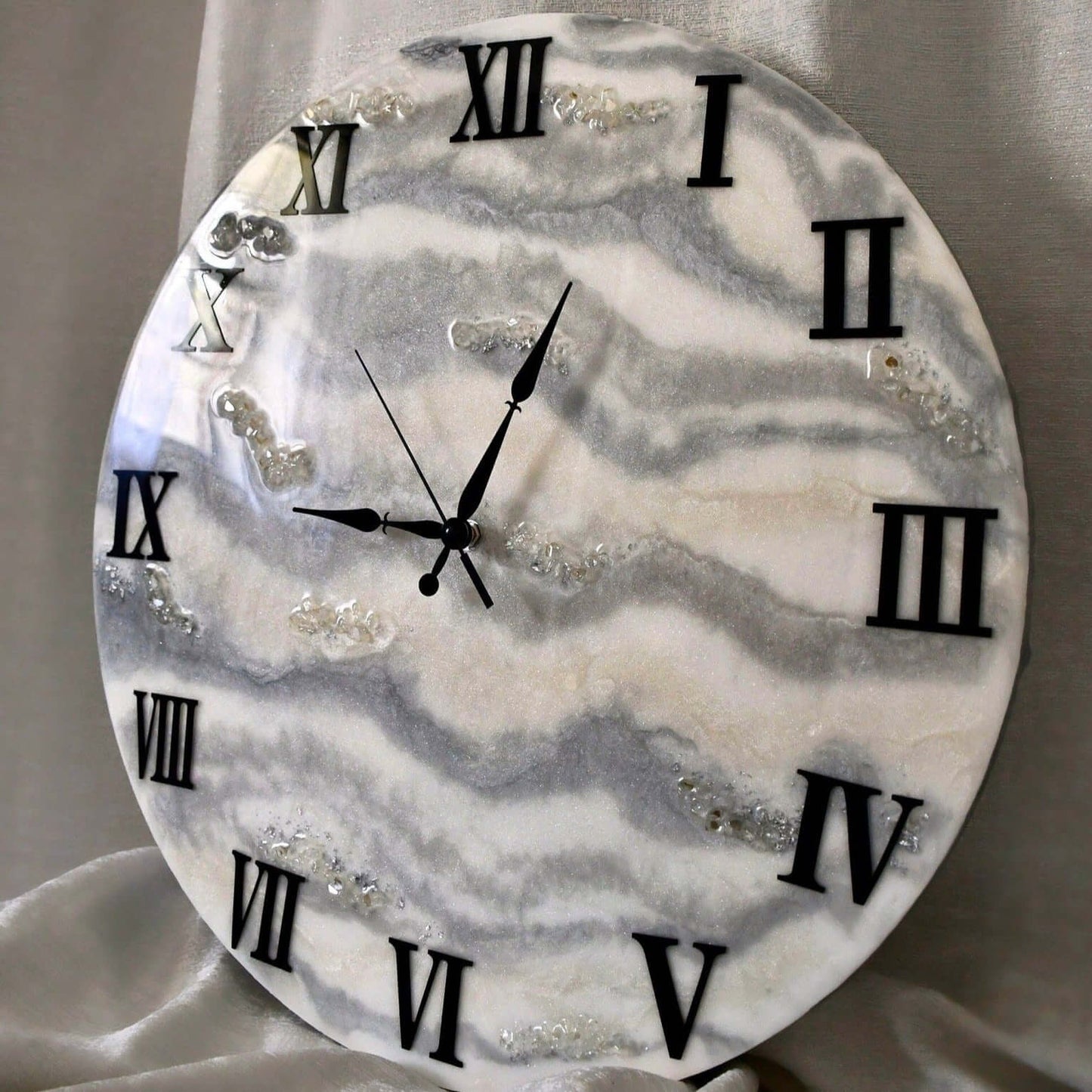 Grey Abstract Epoxy Resin Wall Clock For Home Decor