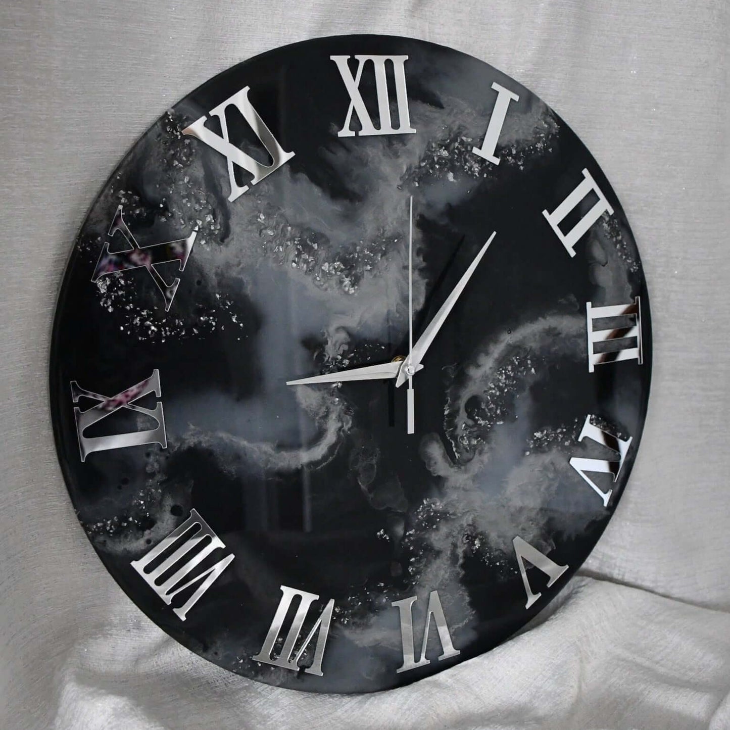 Black Abstract Epoxy Resin Wall Clock For Home Decor