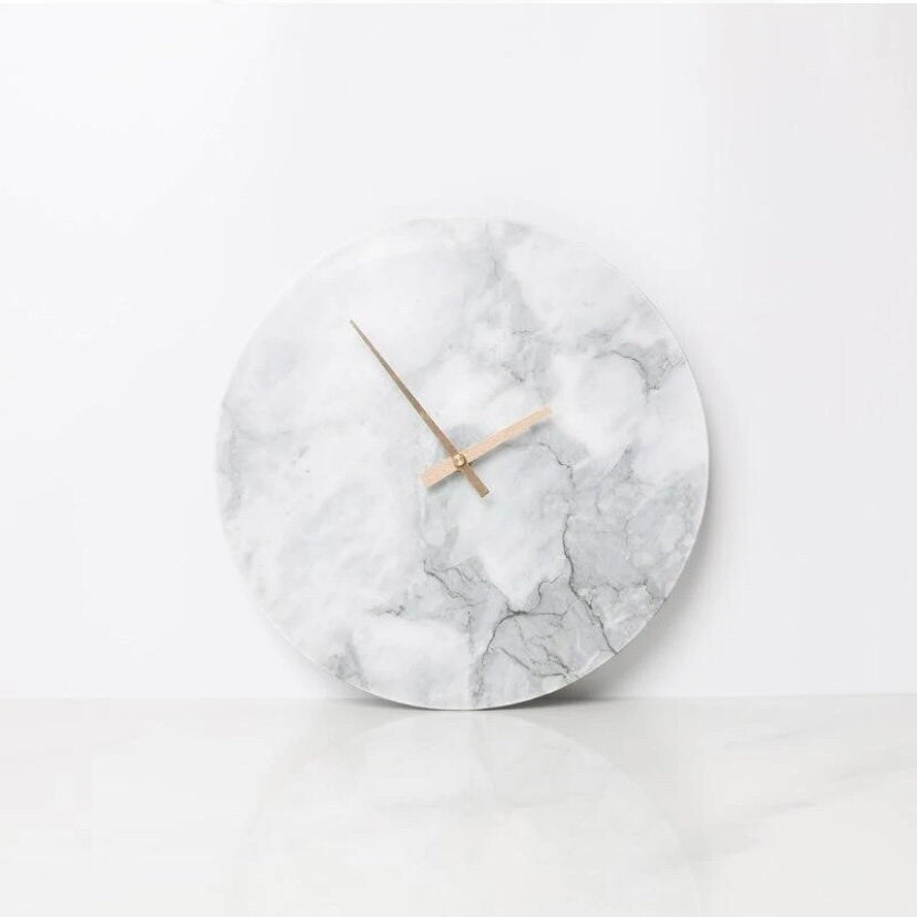 White Abstract Alcoholic Ink Wall Clock For Home Decor