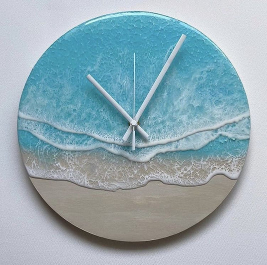 Beach Theme Abstract Epoxy Resin Wall Clock For Home Decor