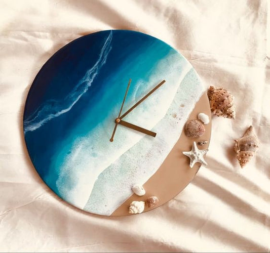 Beach Theme Abstract Epoxy Resin Wall Clock For Home Decor