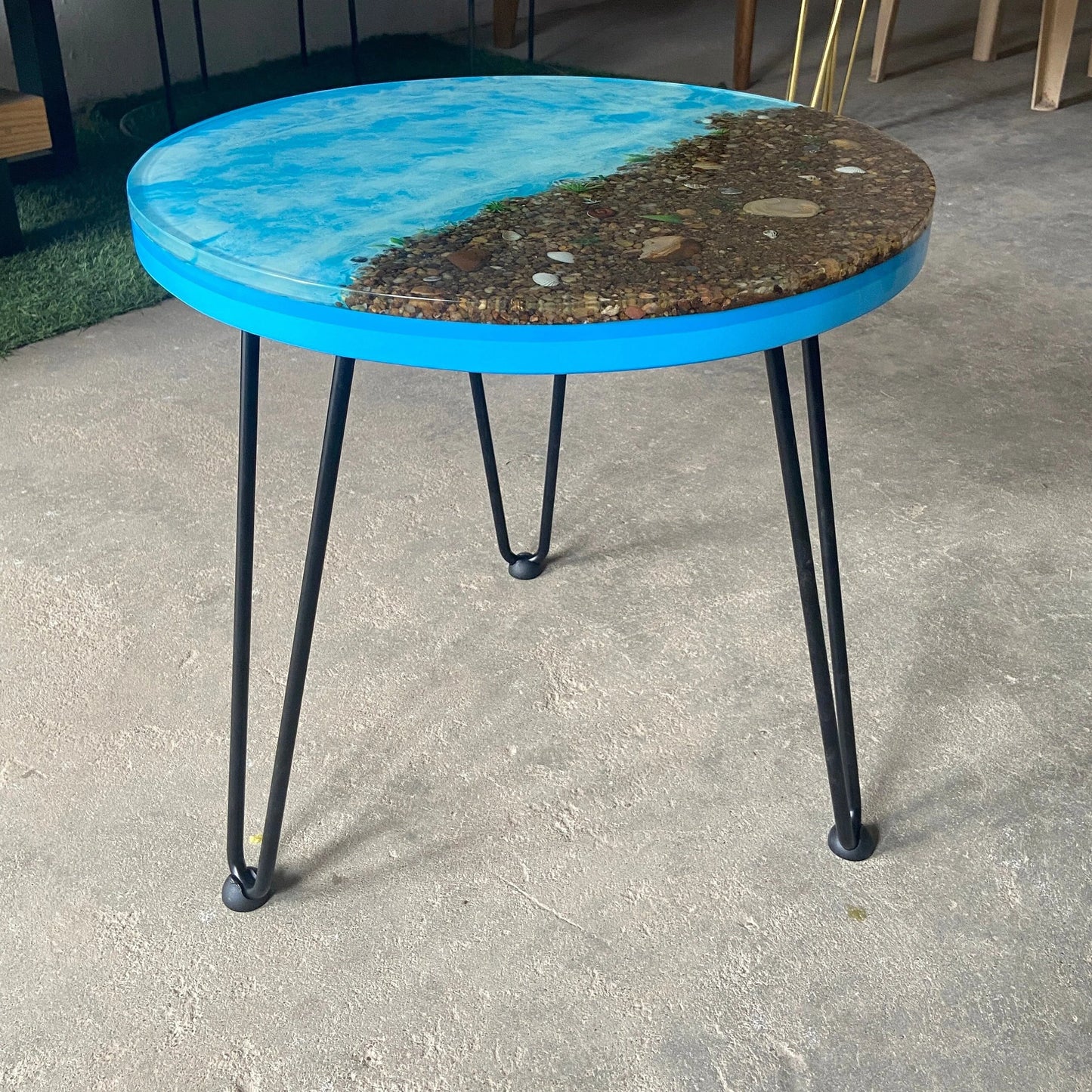 Beach Theme Abstract Epoxy Resin Coffee Table For Home Decor