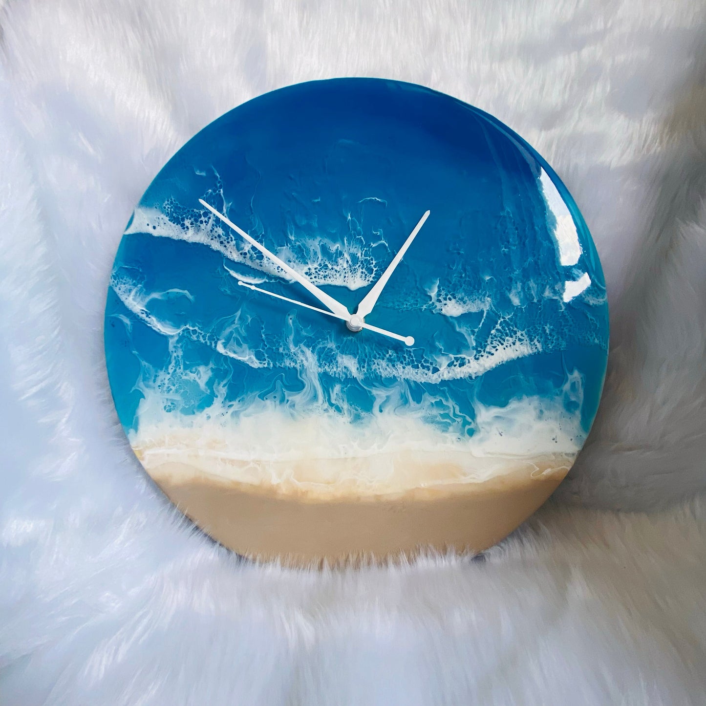 Beach Theme Abstract Epoxy Resin Wall Clock For Home Decor