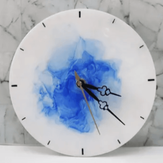 Blue and White Abstract Alcoholic Ink Wall Clock For Home Decor