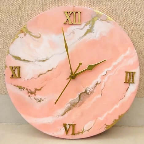 Peach Abstract Epoxy Resin Wall Clock For Home Decor