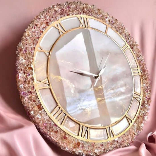 Pink Geode Abstract Epoxy Resin Wall Clock For Home Decor