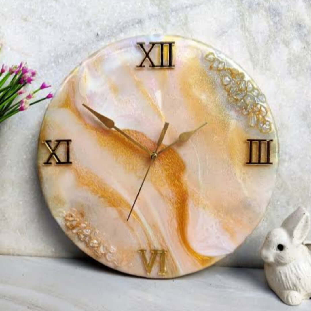 Orange Abstract Epoxy Resin Wall Clock For Home Decor - Art Me Up by Kinmil