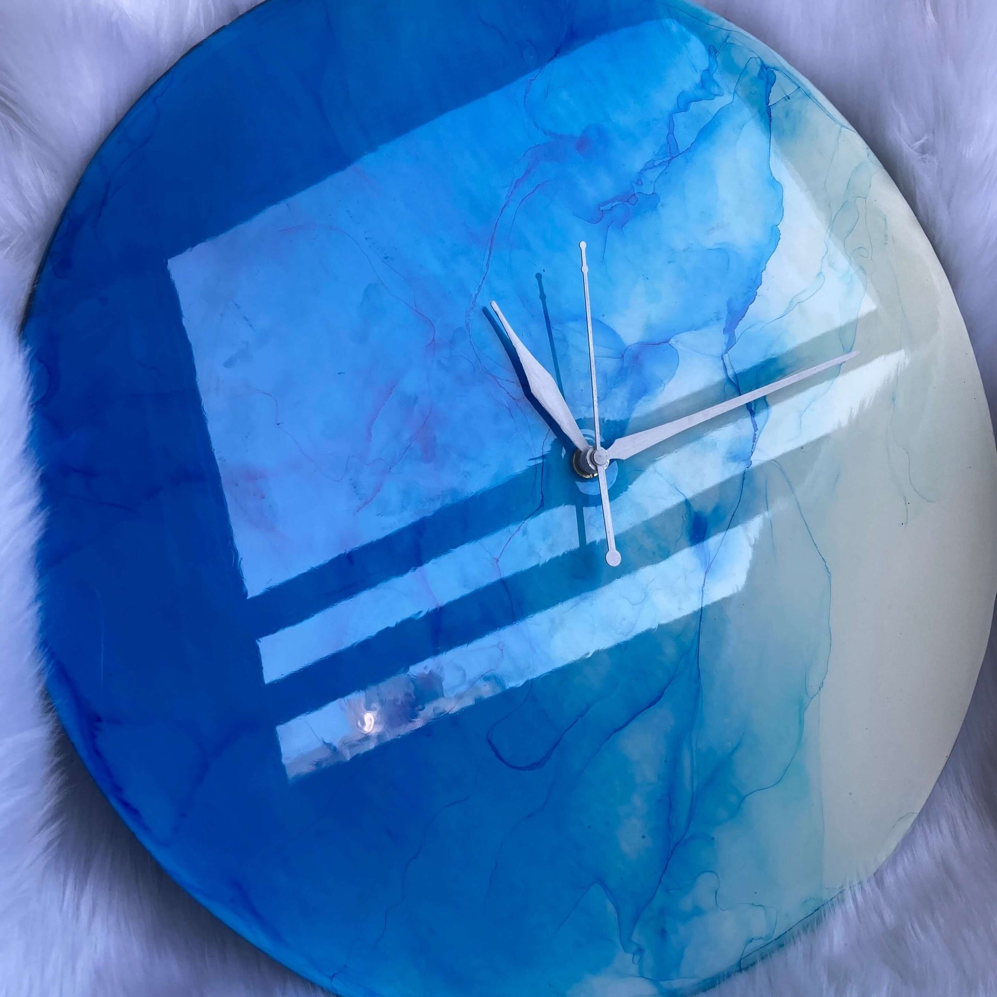 Blue Abstract Epoxy Resin Wall Clock For Home Decor