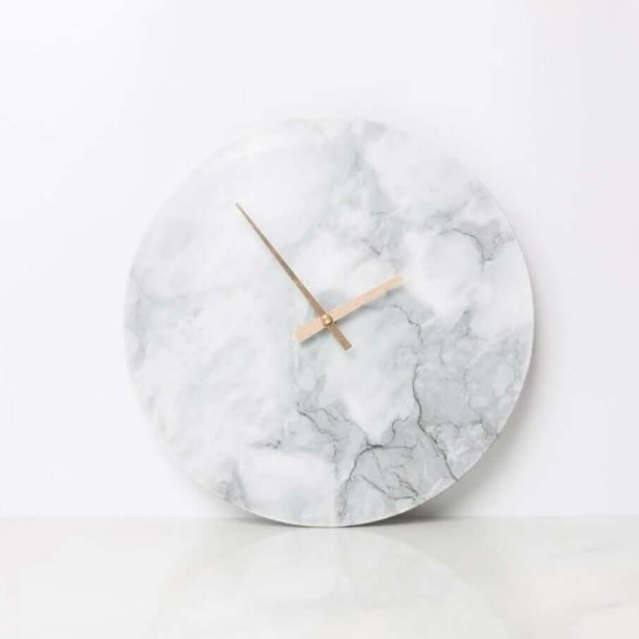 White and Grey Abstract Epoxy Resin Wall Clock For Home Decor