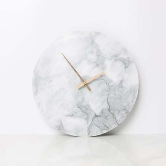 White and Grey Abstract Epoxy Resin Wall Clock For Home Decor