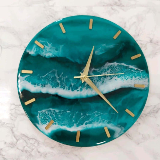 Sea Theme Abstract Epoxy Resin Wall Clock For Home Decor