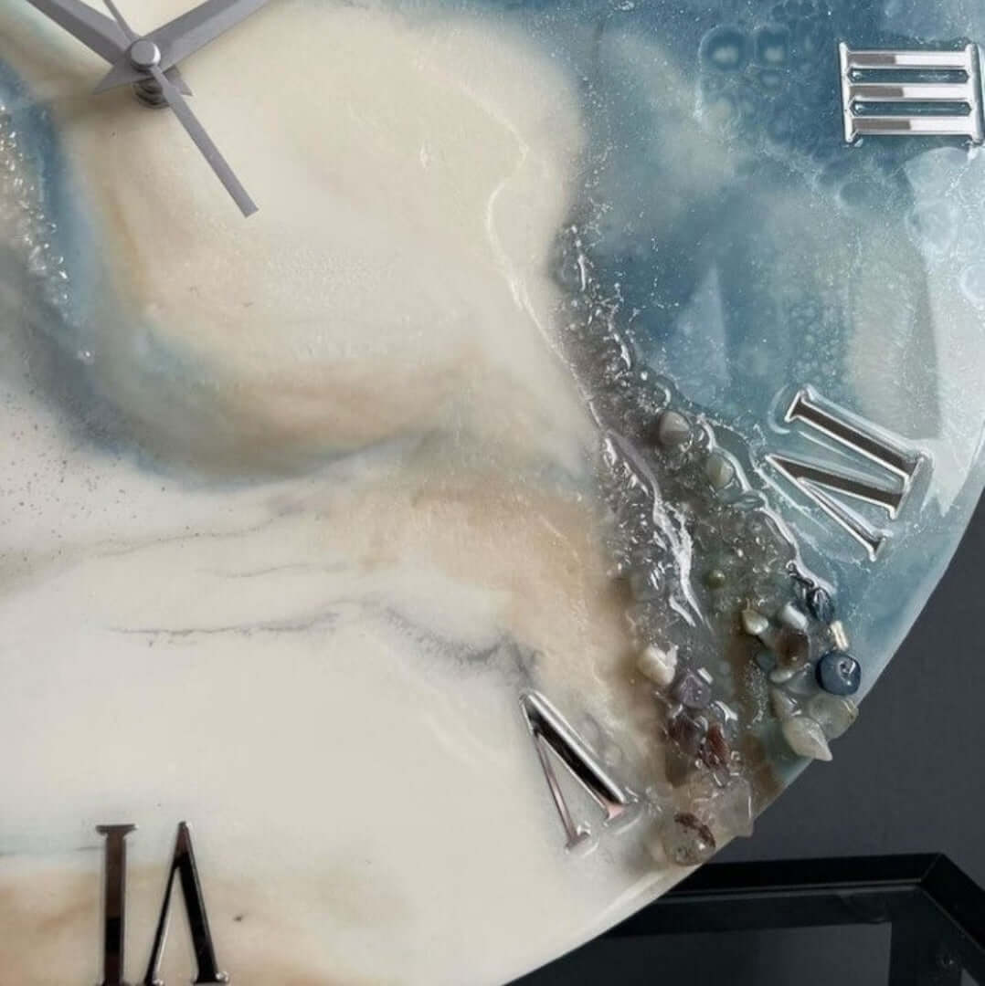 Grey and Blue Abstract Epoxy Resin Wall Clock For Home Decor - Art Me Up by Kinmil