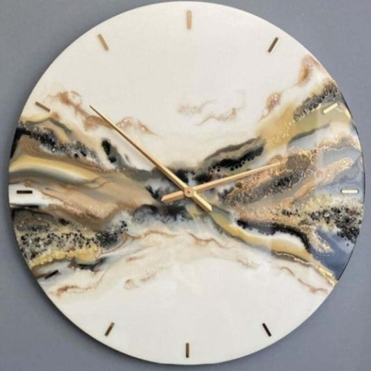 Black and Golden Abstract Epoxy Resin Wall Clock For Home Decor - Art Me Up by Kinmil